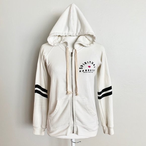 Spiritual Gangster Tops - Spiritual Gangster Off-White Yoga Zip Hoodie
